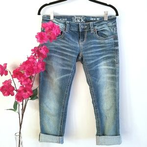 Buckle Black Cut off Jean Capris